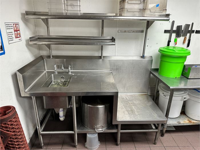100% Stainless Work Cabinet With Sink & Overshelf 69" X 30"