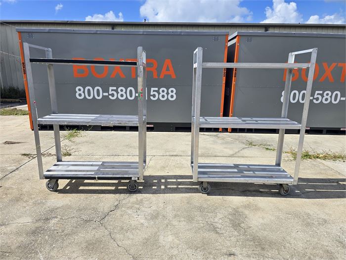 🛒 Lot of (2) Heavy-Duty Aluminum Utility Carts on Casters – 2-Tier Mobile Rack