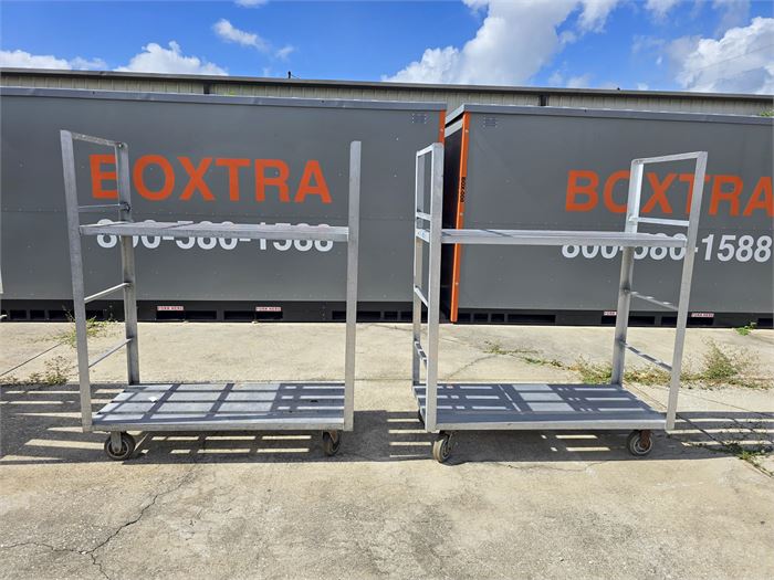 🛒 Lot of (2) Heavy-Duty Aluminum Utility Carts on Casters – 2-Tier Mobile Rack