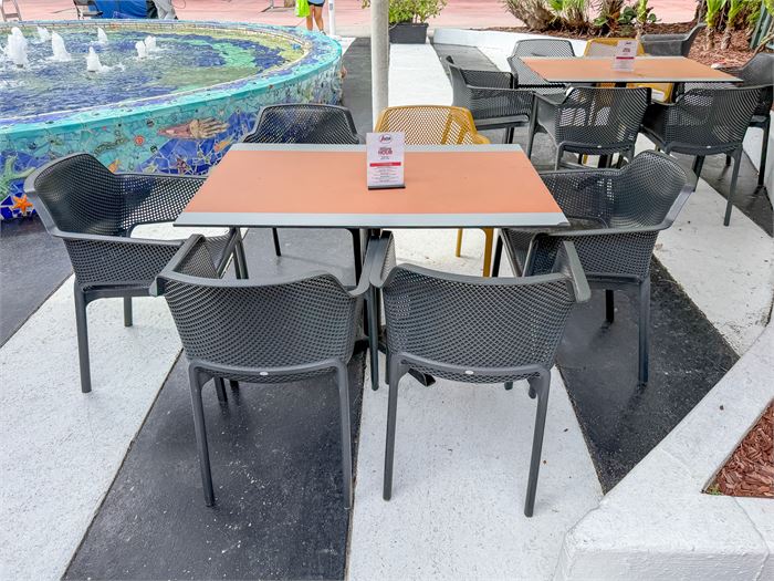 🌴 Commercial Patio Dining Set – Rectangular Outdoor Table & 6 Outdoor Chairs