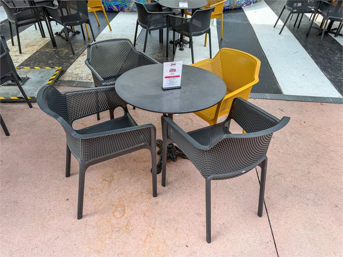 🍷 European Bistro Patio Dining Set w/ Cast Iron Pedestal Base & 4 Outdoor Chair