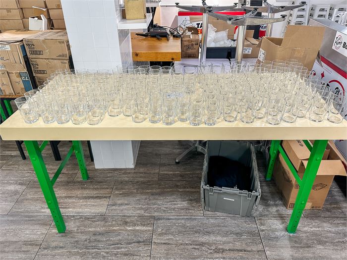 Combo Lot: 6' Foot Table Plus Glassware on Table
