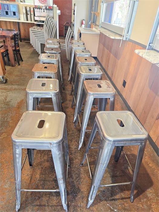 QTY: (14) Fourteen Metal Stackable Stools 30" Height