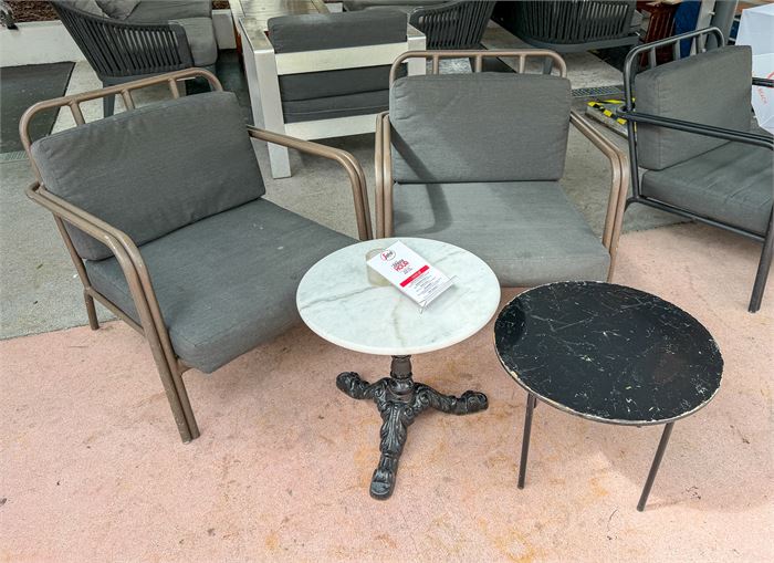 ☕ Elegant Bistro Conversation Set – Marble Top Table & (2) Cushioned Chairs