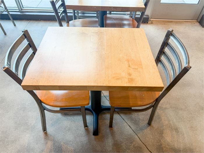 🍽️ Restaurant Dining Set – (1) Square Butcher Block Table & (2) Chairs
