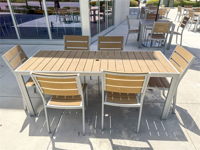 🪑☀️ Commercial Outdoor Patio Dining Set – (1) Rectangular Table & (6) Matching