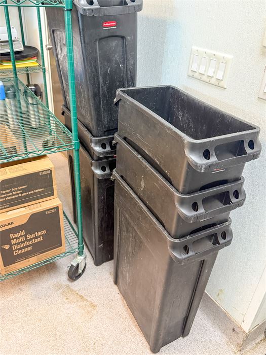 Rubbermaid Slim Jim Commercial Trash Receptacles – Lot of 6