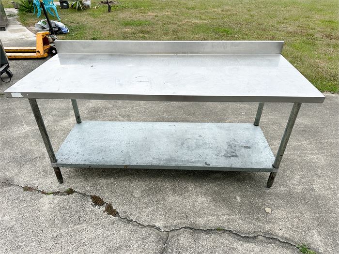 72" X 30" Stainless Table With Backsplash