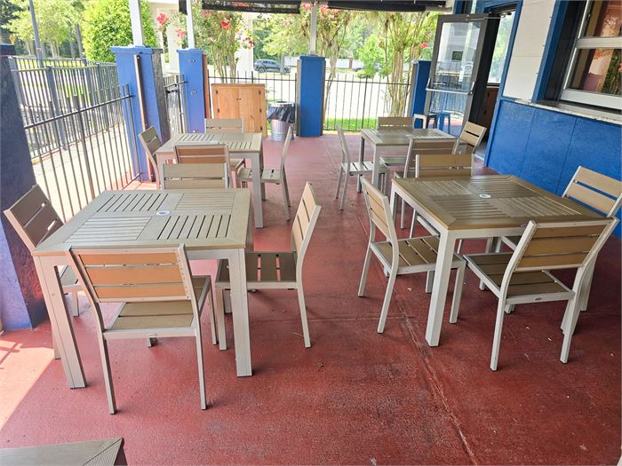 🪑🌞 Commercial Outdoor Patio Dining Set – 4 Tables & 16 Stackable Chairs 🌞🪑