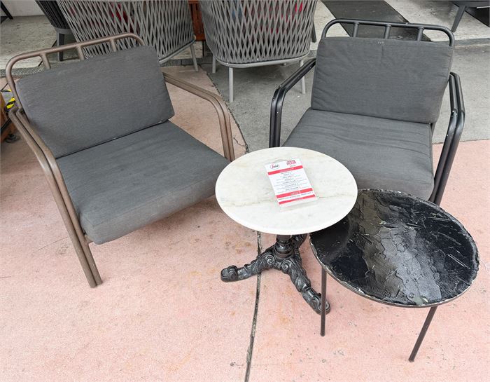 ☕ Elegant Bistro Conversation Set – Marble Top Table & (2) Cushioned Chairs