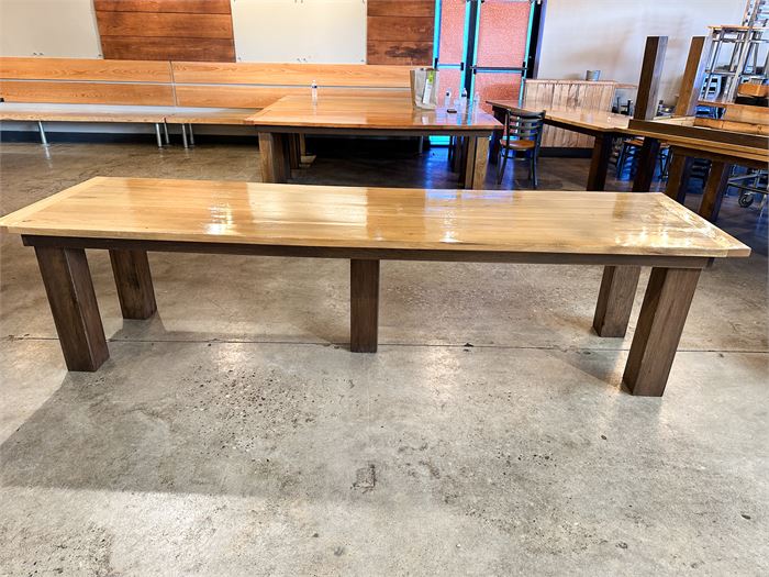 Beautiful Polished Communal Wood Dining Table (12' Feet X 34")
