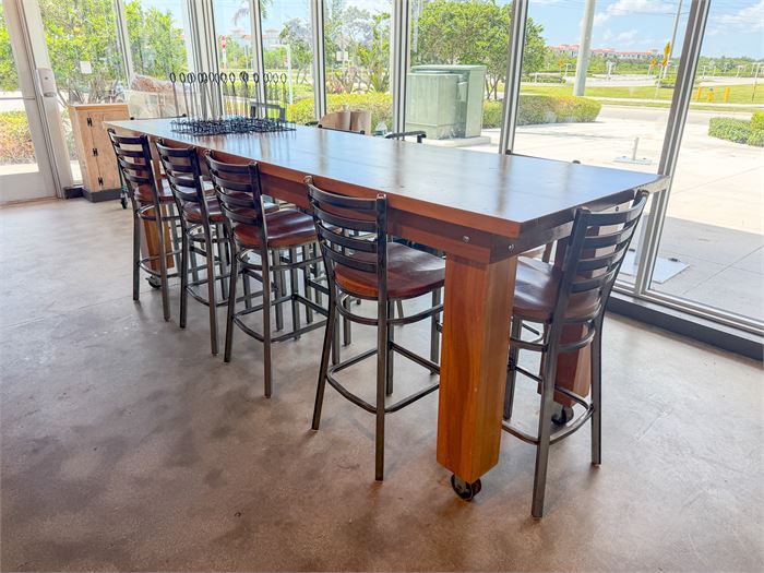 🍽️🪑 Commercial Community High-Top Dining Table with (8) Bar Height Chairs | Re