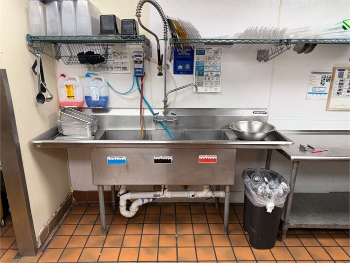 Three Compartment Sink 82.6" Length With Pre Rinse Attachment