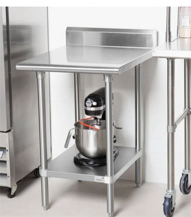 🔥 NEW Stainless Steel Work Table with 5" Backsplash & Undershelf – 30" x 24"