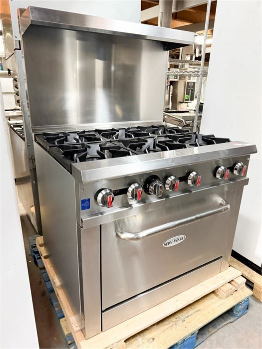 **BRAND NEW IN BOX **Serv-Ware SGR-6B 36" 6 Burners Gas Restaurant Range W/ Oven