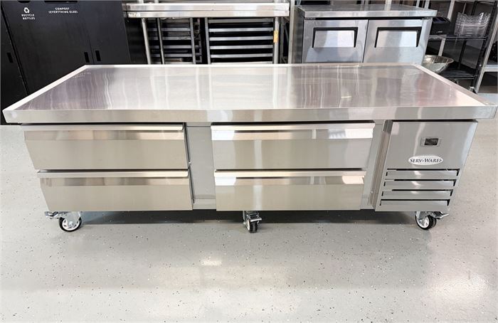 ❄️ BRAND NEW Serv-Ware CB72 74” Refrigerated Chef Base W/ 4 Drawers 📦 IN CRATE