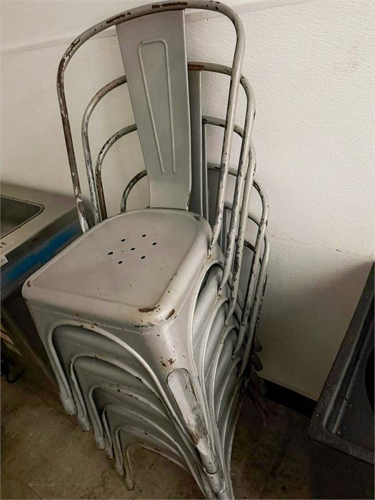 Lot of (6) Vintage Industrial Metal Dining Chairs