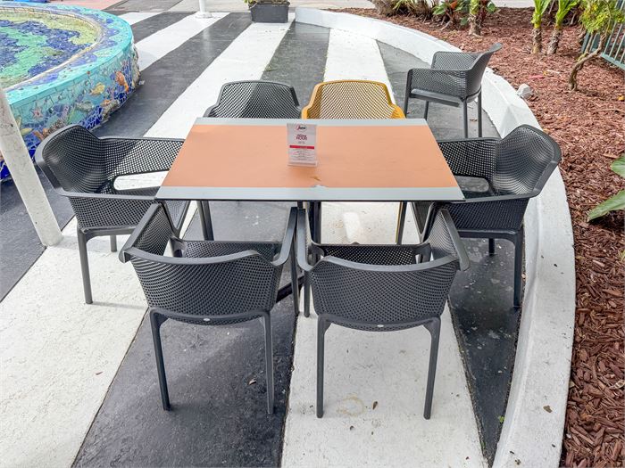 🌴 Commercial Patio Dining Set – Rectangular Outdoor Table & 6 Outdoor Chairs